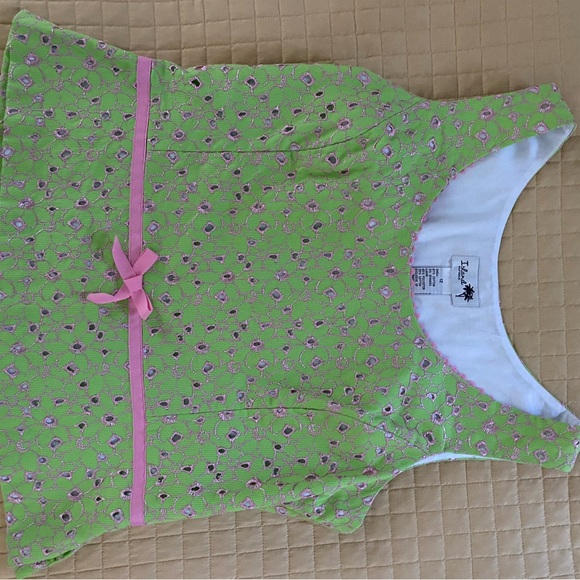 Island Republic green eyelet tank with pink bow. Size 12. - Picture 8 of 9